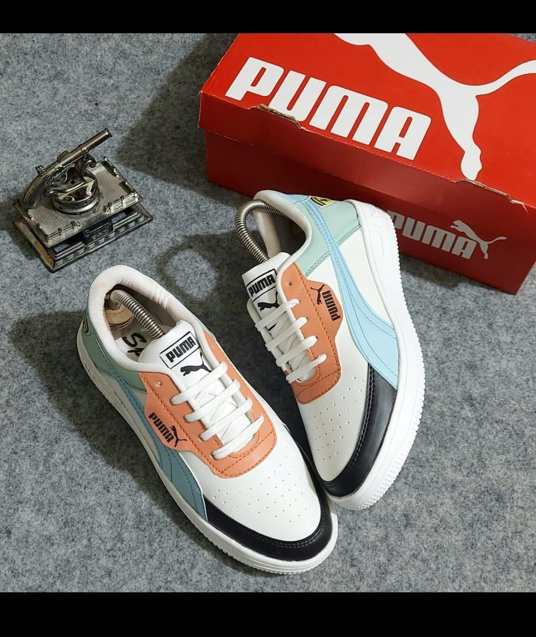 PUMA Sneakers for Men (White & Sky Blue, 6)