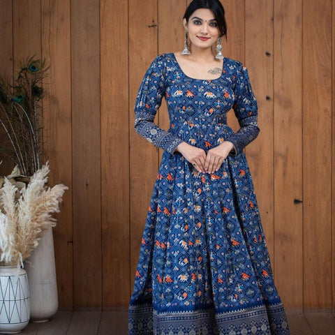 Stylish Fancy Trendy Printed Georgette Gown For Women For Party Wedding Festival Functions