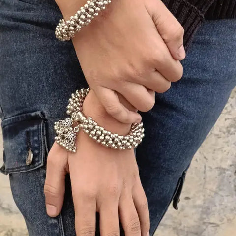Silver Sterling Silver Kada  (Pack of 2)